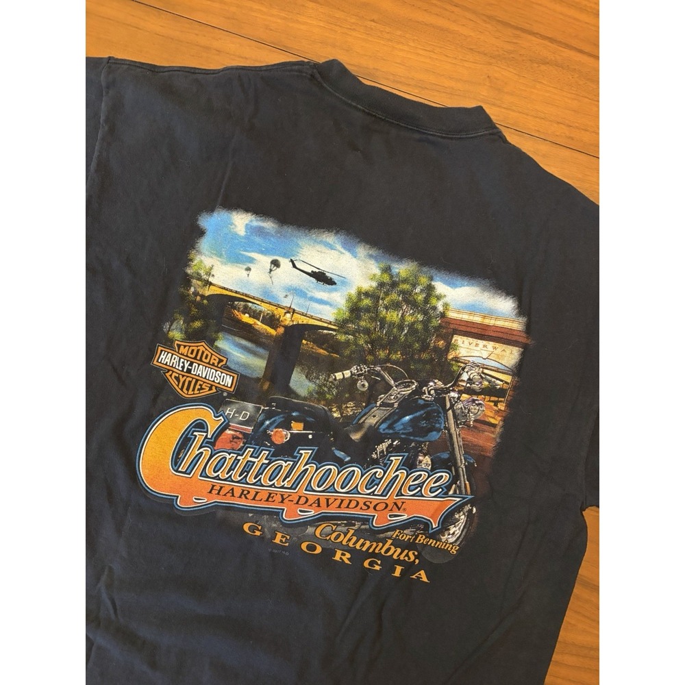 Harley Davidson T-Shirt Eagle Men L/XL Black Chattahoochee Georgia 2007 USA Made